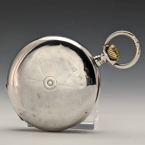 Around 1900 Antique Omega pocket watch silver side hunter case works well